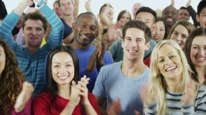 stock footage portrait of a happy and diverse multi ethnic group of people in colorful casual clothing isolated